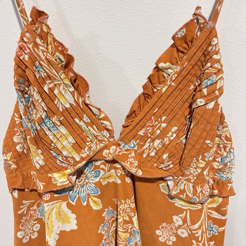 Free people babydoll dress Medium Corduroy Ruffle V-neck Cottage Boho Indie